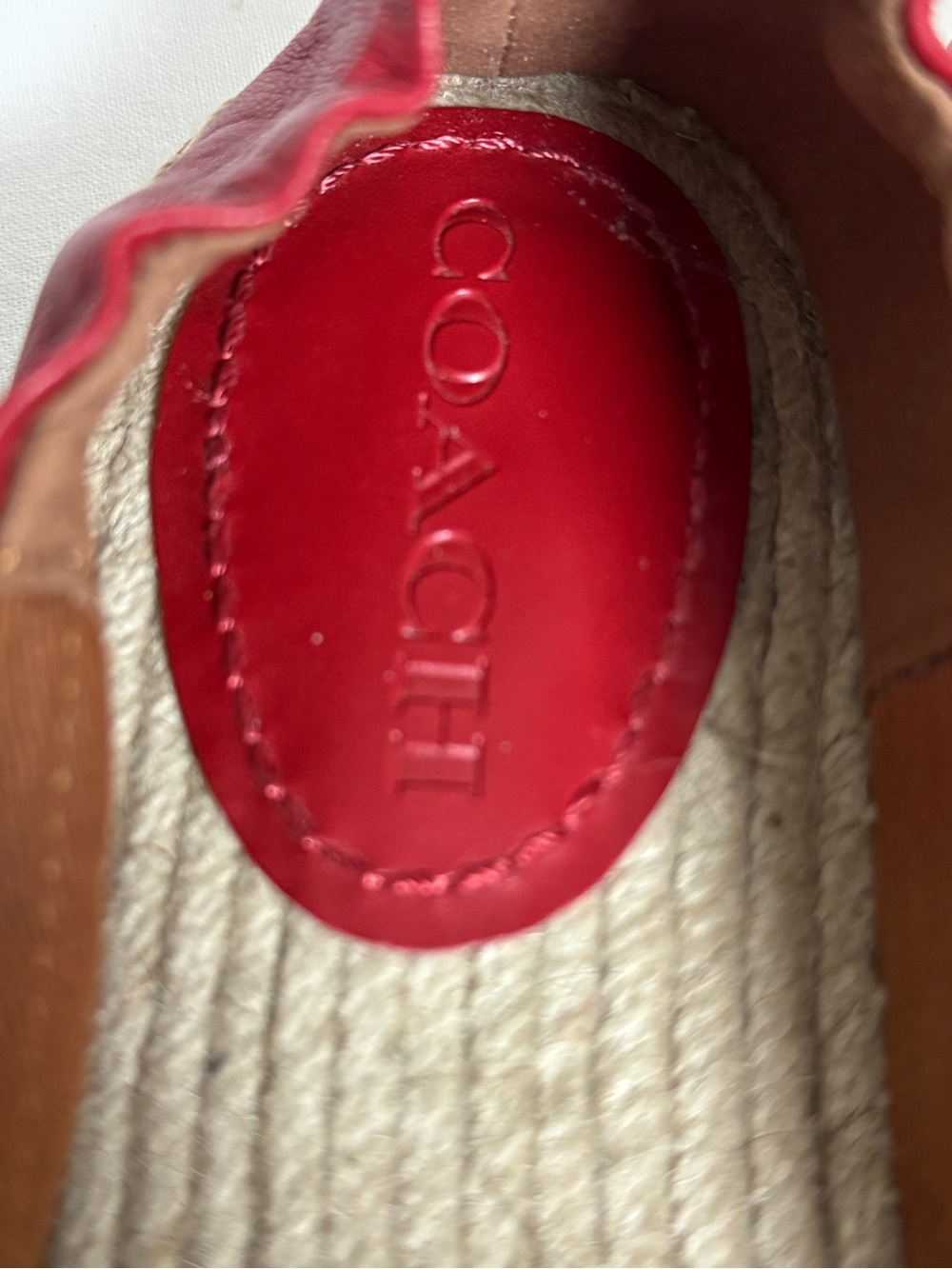 Coach Clara Red Leather Edpadrille Flats - Picture 6 of 9